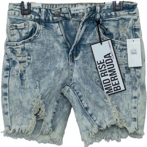 Almost Famous Bermuda  Blue Acid Washed  Denim Shorts